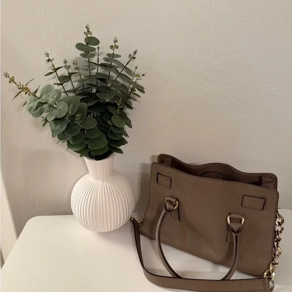 Michael Kors Taupe Leather Satchel with Gold Hardware - Picture 2 of 2